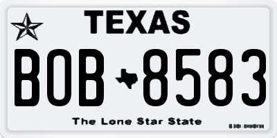 TX license plate BOB8583
