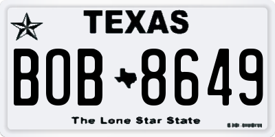 TX license plate BOB8649