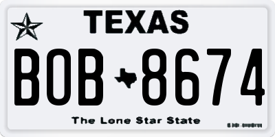 TX license plate BOB8674
