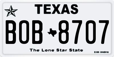 TX license plate BOB8707
