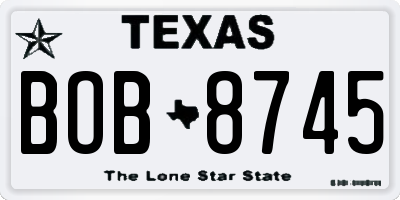 TX license plate BOB8745