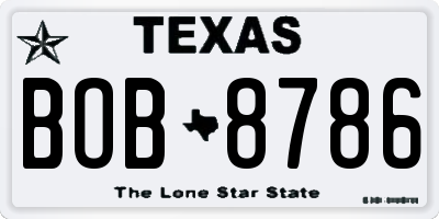 TX license plate BOB8786