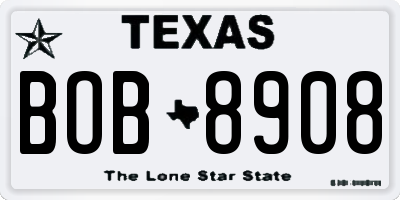 TX license plate BOB8908