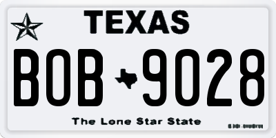 TX license plate BOB9028