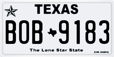 TX license plate BOB9183