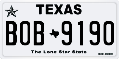 TX license plate BOB9190