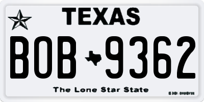 TX license plate BOB9362