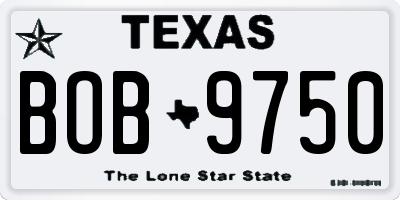 TX license plate BOB9750