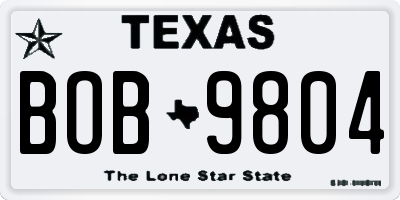 TX license plate BOB9804