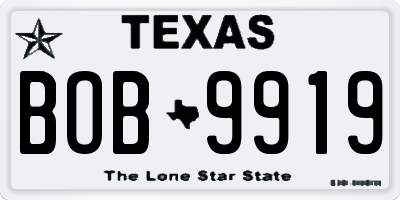 TX license plate BOB9919