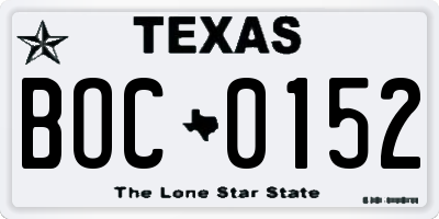 TX license plate BOC0152