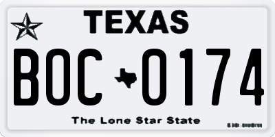 TX license plate BOC0174