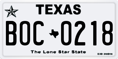 TX license plate BOC0218