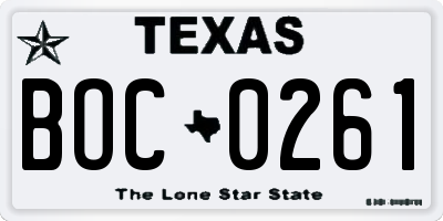 TX license plate BOC0261