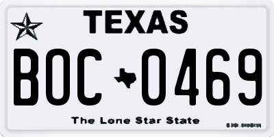 TX license plate BOC0469