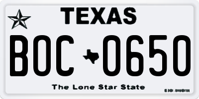 TX license plate BOC0650