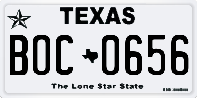 TX license plate BOC0656