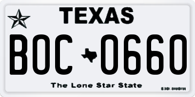 TX license plate BOC0660