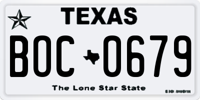 TX license plate BOC0679