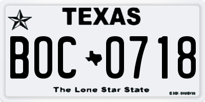 TX license plate BOC0718