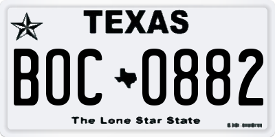 TX license plate BOC0882