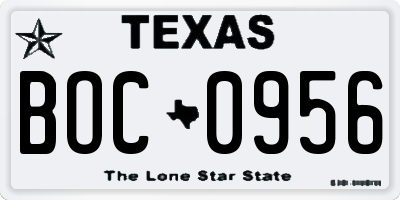 TX license plate BOC0956