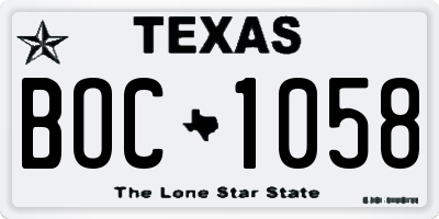 TX license plate BOC1058