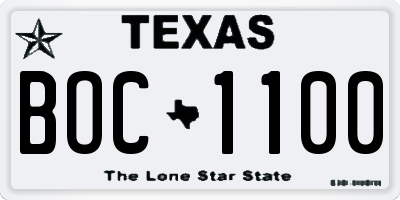 TX license plate BOC1100