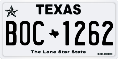 TX license plate BOC1262