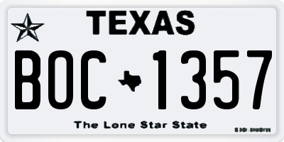 TX license plate BOC1357