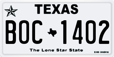 TX license plate BOC1402