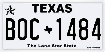 TX license plate BOC1484