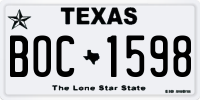 TX license plate BOC1598