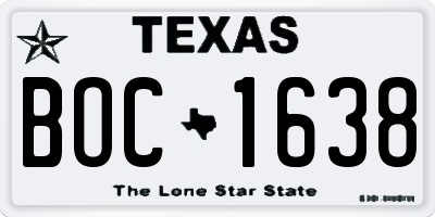 TX license plate BOC1638