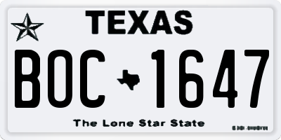 TX license plate BOC1647