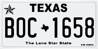 TX license plate BOC1658