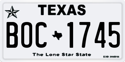 TX license plate BOC1745