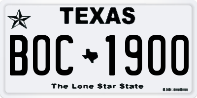 TX license plate BOC1900