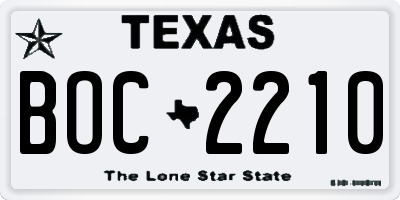 TX license plate BOC2210