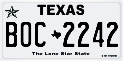 TX license plate BOC2242