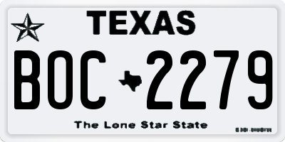 TX license plate BOC2279