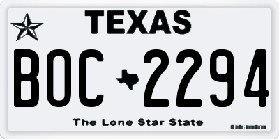 TX license plate BOC2294