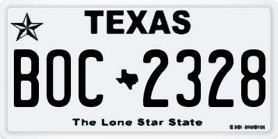 TX license plate BOC2328