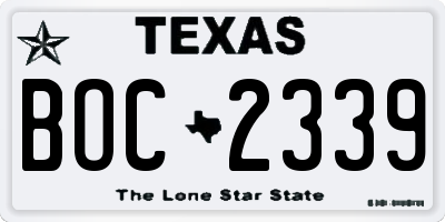 TX license plate BOC2339