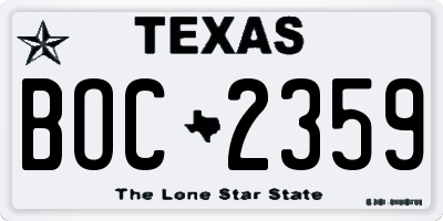 TX license plate BOC2359