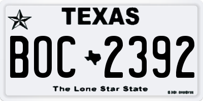 TX license plate BOC2392