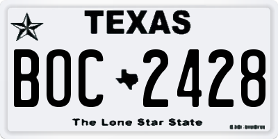 TX license plate BOC2428