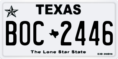 TX license plate BOC2446
