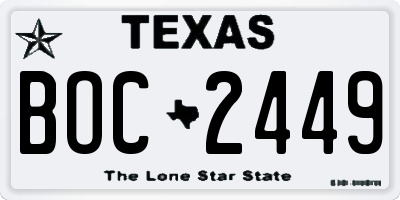 TX license plate BOC2449