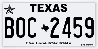 TX license plate BOC2459